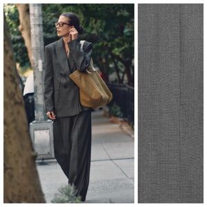 NWT. Zara Black/White Viscose Blend Double Breasted Blazer. Size L.